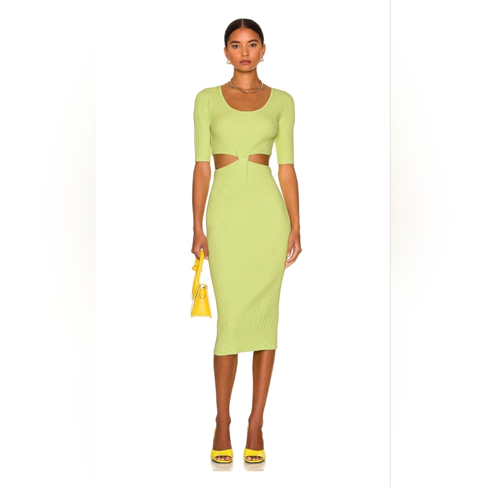 Jonathan Simkhai Colette Midi Dress in Lemongrass - SZ Sm